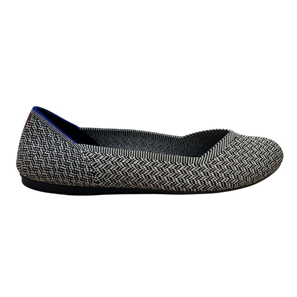 Rothys Women’s Black & White Herringbone Ballets The Point Flats Size 10